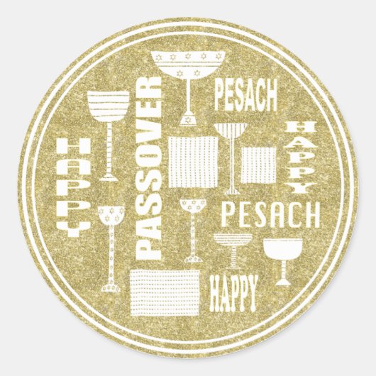 Rond Sticker Passover Cercle "Happy Passover Wine" (Devant)