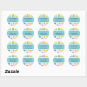 Rond Sticker Pastel Color Grid (Aqua) (Feuille)