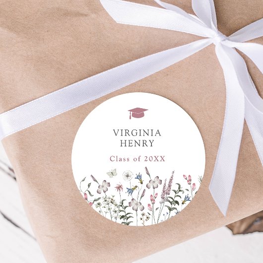 Rond Sticker Pastel Floral Graduation