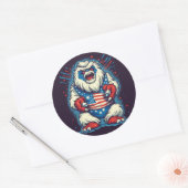 Rond Sticker Patriotique Yeti Whimsical (Enveloppe)