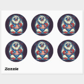 Rond Sticker Patriotique Yeti Whimsical (Feuille)
