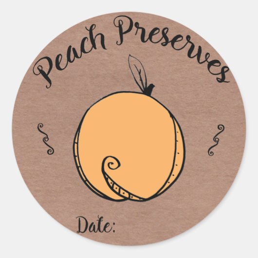 Rond Sticker Peach Preserve avec espace pour la date (Devant)