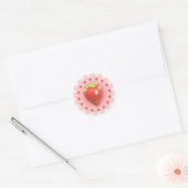 Rond Sticker Pearl fraise rouge rose (Enveloppe)