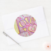 Rond Sticker Peinture d'Art Mot Rose Doux (Enveloppe)
