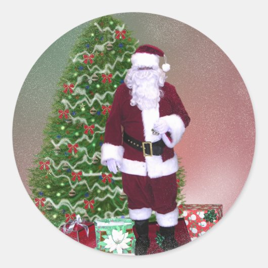 Rond Sticker père Noël Christmas Tree (Devant)