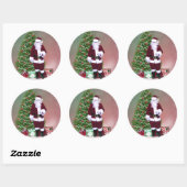 Rond Sticker père Noël Snow Globe (Feuille)