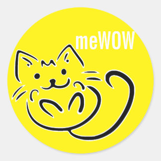 Rond Sticker personnalisable meWOW Chat Jaune Bon Trava