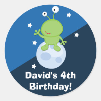 Rond Sticker personnalisé Anniversaire Alien
