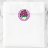 Rond Sticker personnalisé Arrière - plan violet Fleurs (Sac)