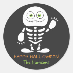 Rond Sticker personnalisé Cute Little Skeleton
