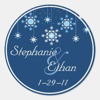 Rond Sticker personnalisé de mariage d'hiver