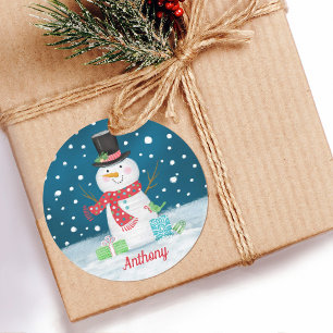 Rond Sticker personnalisé de Noël Snowman