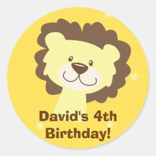 Rond Sticker personnalisé Lion jaune mignon