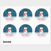 Rond Sticker personnalisé Noël Snowman (Feuille)
