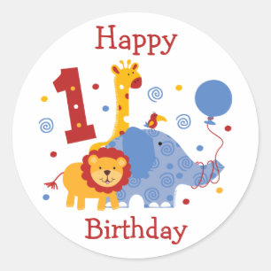 Rond Sticker personnalisé Safari 1er anniversaire