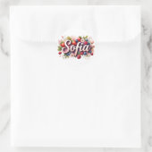 Rond Sticker personnalisé "Sofia" Berry Floral Design (Sac)