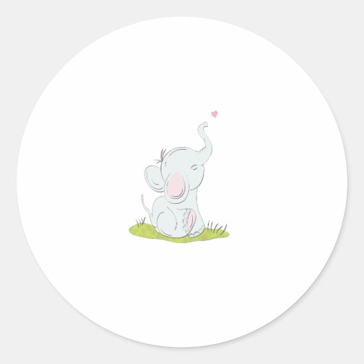 Rond Sticker petit éléphant mignon (Devant)