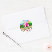 Rond Sticker photo d'anniversaire pour fille de cerise  (Enveloppe)