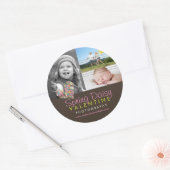 Rond Sticker photo de Printemps Fleurs de Coeur Rose (Enveloppe)