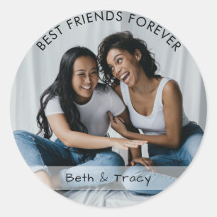 Rond Sticker photo et nom personnalisé Meilleurs amis p