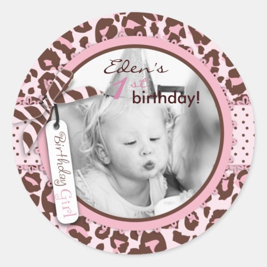 Rond Sticker photo fille Cheetah (Devant)