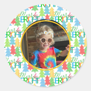 Rond Sticker photo Joyeux et brillant