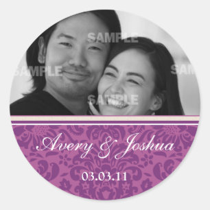 Rond Sticker photo Plum Damask