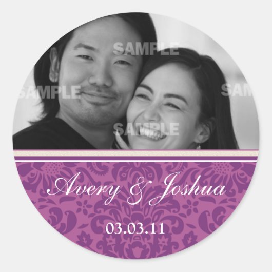 Rond Sticker photo Plum Damask (Devant)