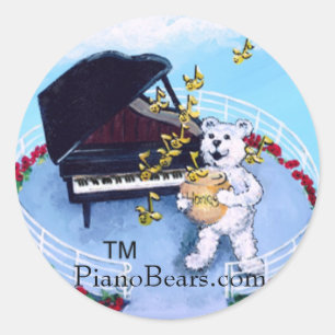 Rond Sticker Piano Bears Stories