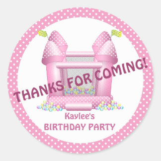 Rond Sticker Pink Bouncy Bounce House Anniversaire