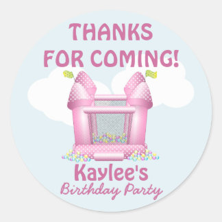 Rond Sticker Pink Bouncy Bounce House Anniversaire
