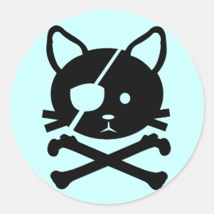 Rond Sticker Pirate de chat