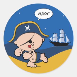 Rond Sticker pirate et navire