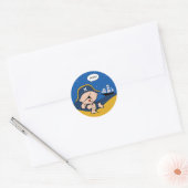 Rond Sticker pirate et navire (Enveloppe)