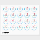 Rond Sticker plaque de Baby shower d'Ancre rouge nautiq (Feuille)