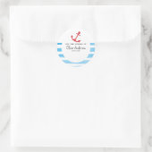 Rond Sticker plaque de Baby shower d'Ancre rouge nautiq (Sac)