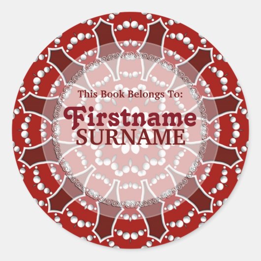 Rond Sticker plaque rouge&blanc Fleur Burn (Devant)