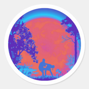 Rond Sticker Pleine lune Kick Maga Groin Kick Neon