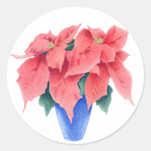 Rond Sticker Poinsettia
