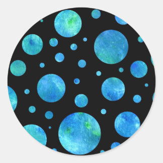 Rond Sticker Pois Black & White Ocean