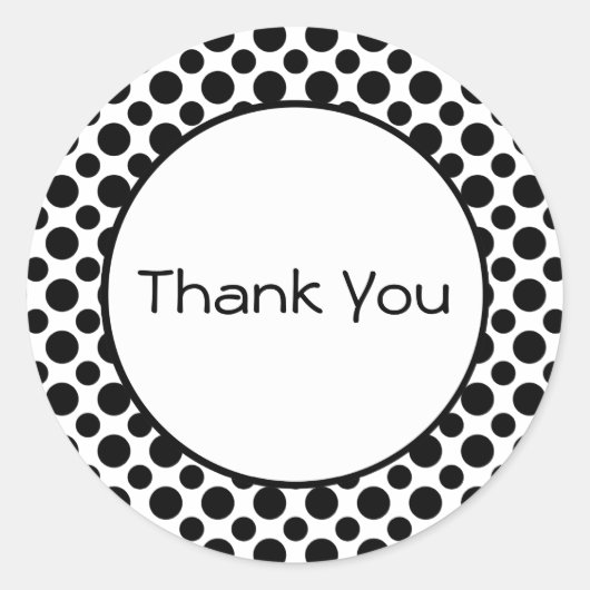 Rond Sticker Pois noir Merci blanc (Devant)