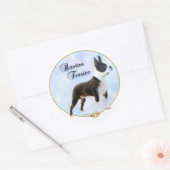 Rond Sticker Portrait de Boston Terrier (Enveloppe)