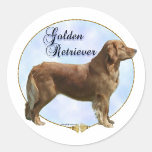 Rond Sticker Portrait Golden Retriever