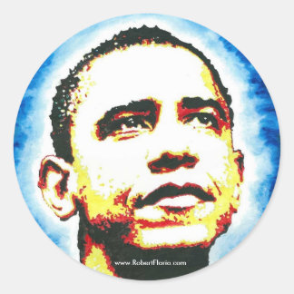 Rond Sticker Portrait OBAMA PAR ROBERT Logo FLORIO