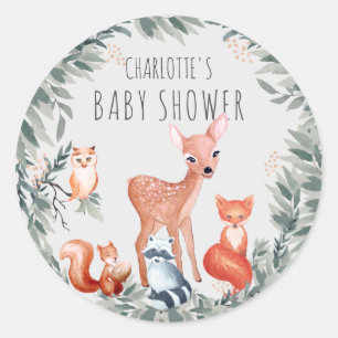 Rond Sticker pour animaux de forêt de Baby showers de b