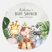 Rond Sticker pour animaux de Safari de la Jungle mignon (Devant)