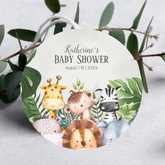 Rond Sticker pour animaux de Safari de la Jungle mignon