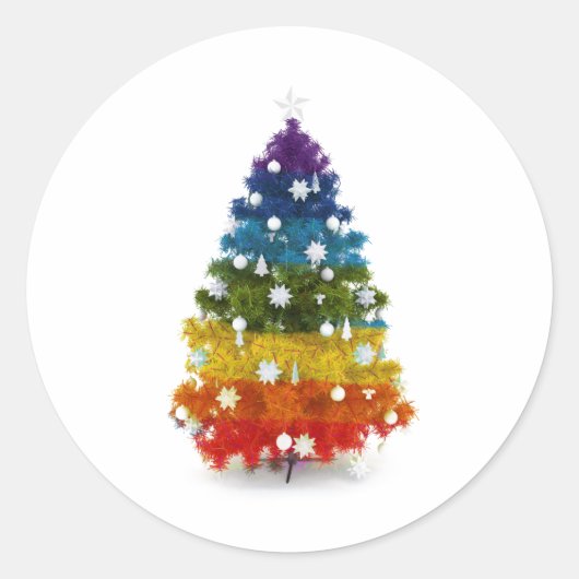Rond Sticker pour arbre de Noël arc-en-ciel LGBT (Devant)