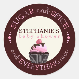 Rond Sticker pour Baby shower à gâteau sucre et épice F