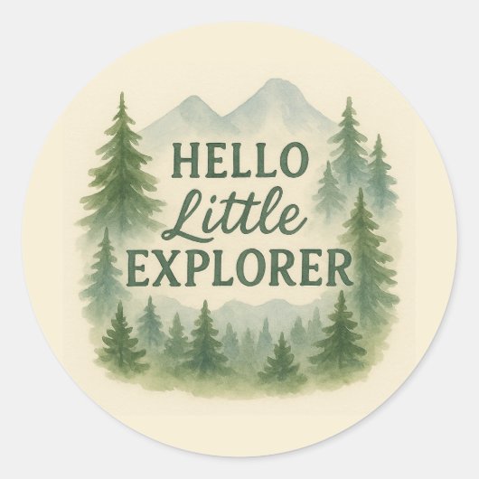 Rond Sticker pour Baby shower de bois de Little Explore (Devant)